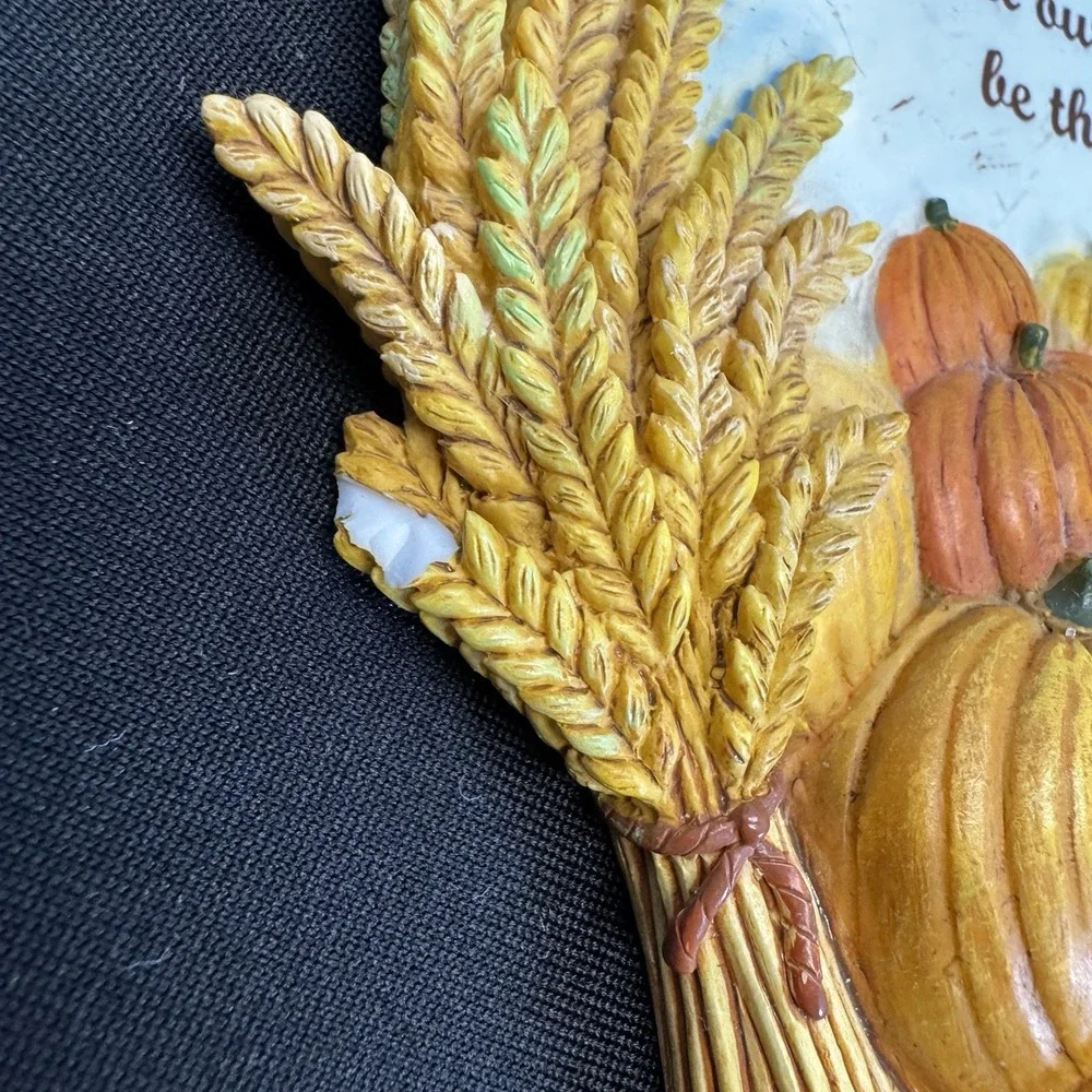 Vintage RUSS Let Our Hearts Be Thankful Wall Plaque‎